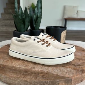 Sperry Ivory Linen Boat Shoe Men’s 9